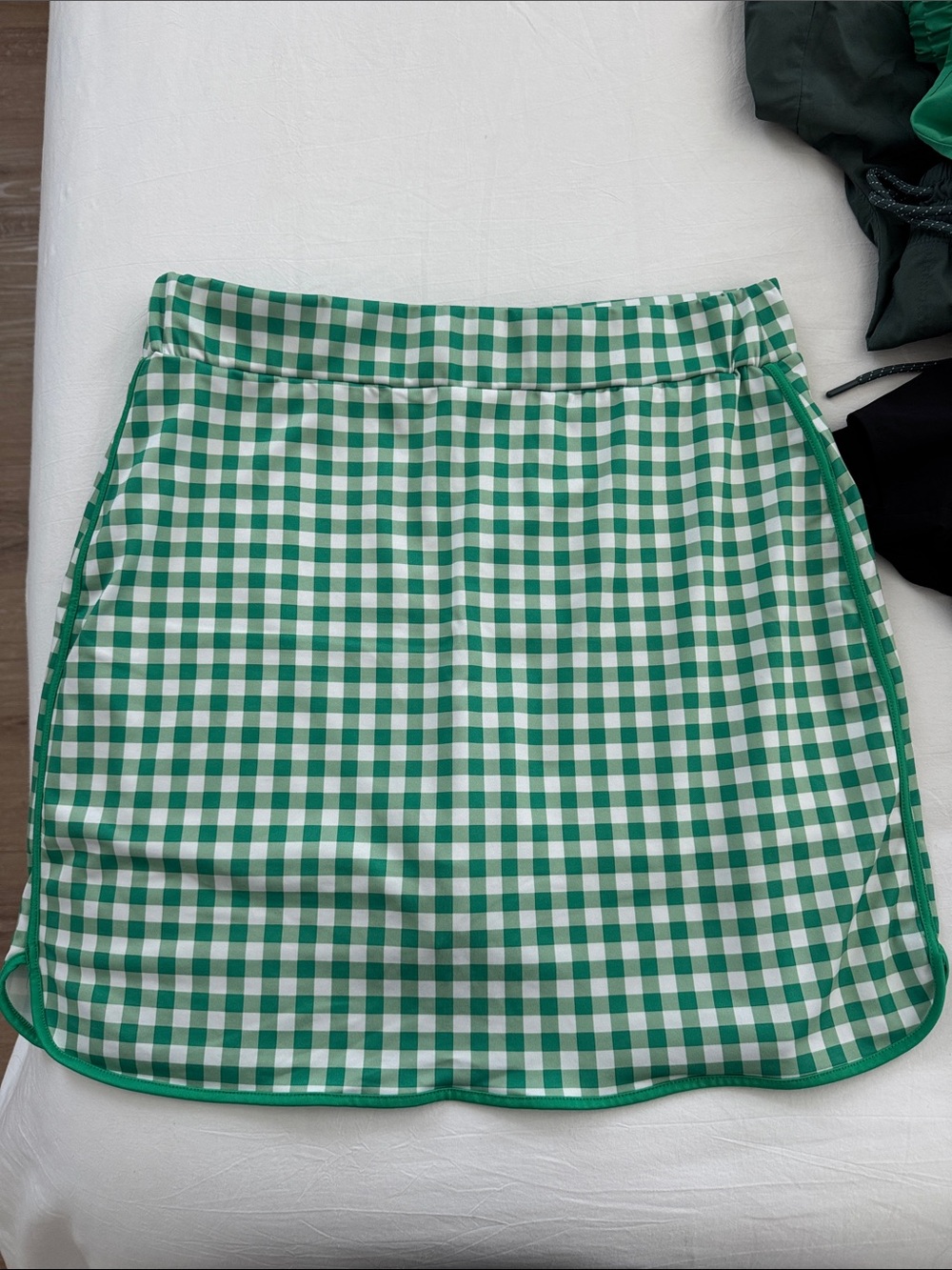 J. Crew Green and White Gingham Skort
